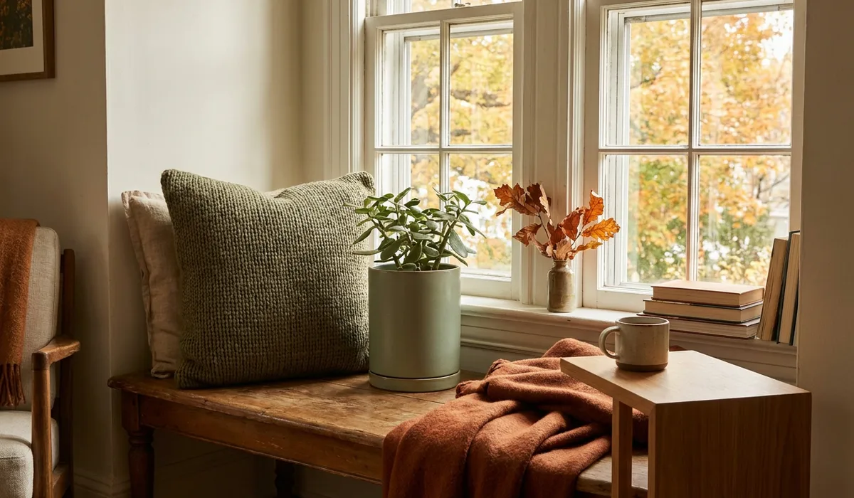On a quiet autumn window seat