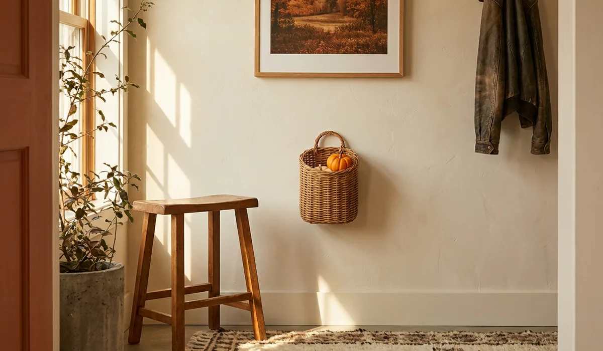 Sunlight warms a cozy American entryway